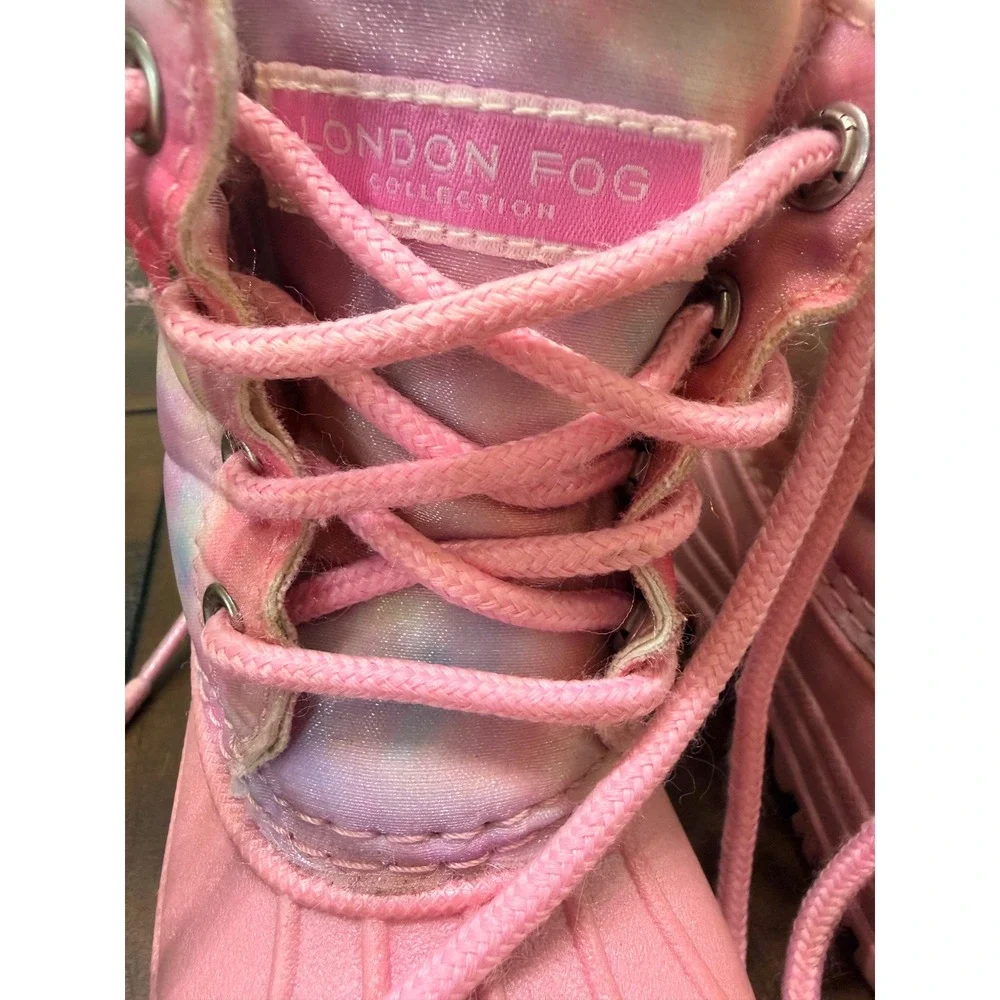 London Fog Girls Pink Tie Dye Faux Fur Winter Snow Boots Size 5 BF2130